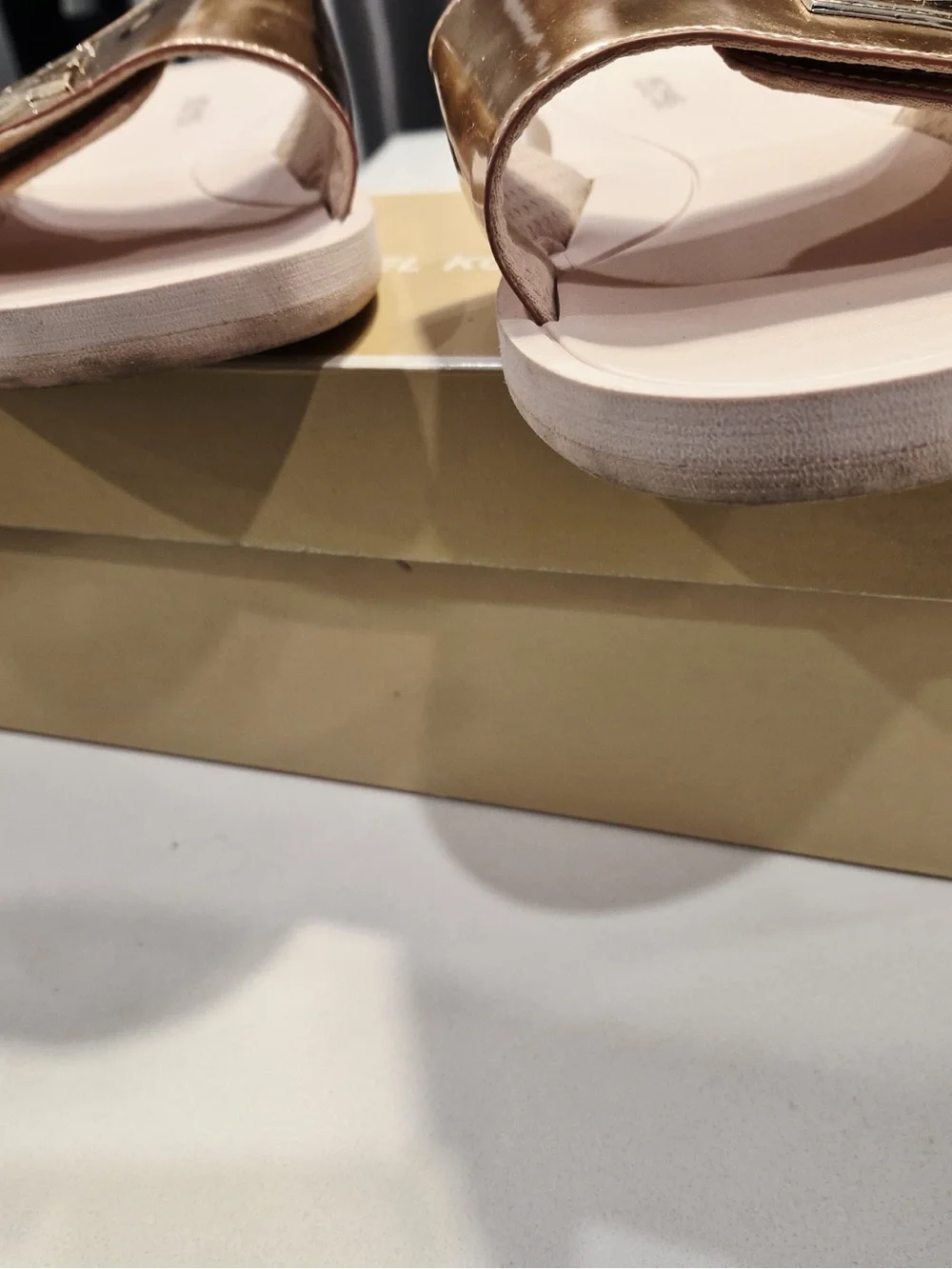Michael Kors Women's Rose Gold MK Slide Sandals size 9